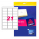 Адресные этикетки Avery Zweckform L7160-100 быстрого отклеивания 63.5x38.1 мм (21 шт. на листе A4, 100 листов)